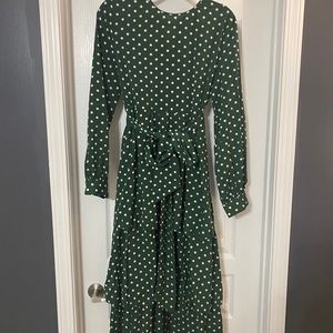 Long Green Polka Dot Dress